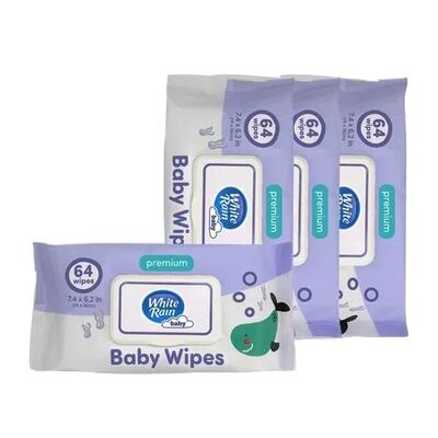 White Rain Premium Baby Wipes 64ct